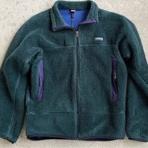 Vintage 90s Patagonia made in USA Sherpa jacket coat green zip up